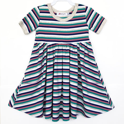 EDEN Dress: Ribbed Orchid Stripes
