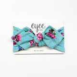 Top Knot Headband- Turquoise Stripes & Flowers