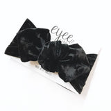 Top Knot Headband- Crushed Black Velvet