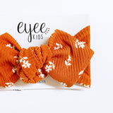Top Knot Headband- Terracotta Floral (Ribbed Knit)