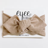 Top Knot Headband- Taupe (Ribbed Knit)