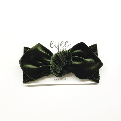 Top Knot Headband- Olive Green Velvet