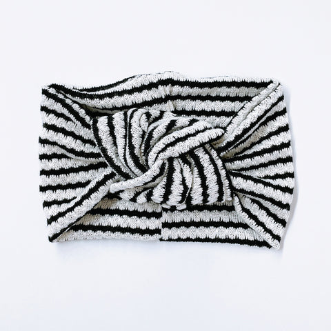 Classic Turban- Black/White Stripe