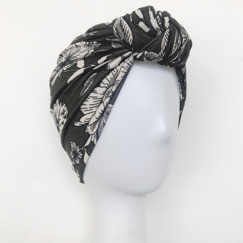 GLAM Knot Turban- Olive Floral