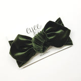 Top Knot Headband- Olive Green Velvet