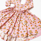 Classic High-Low Twirl Dress: Pink Floral (Ribbed Knit)