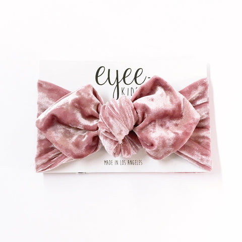 Top Knot Headband- Crushed Mauve Pink Velvet