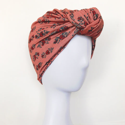 GLAM Knot Turban- Rust Floral