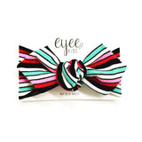 Top Knot Headband- Neon Stripe (Ribbed Knit)